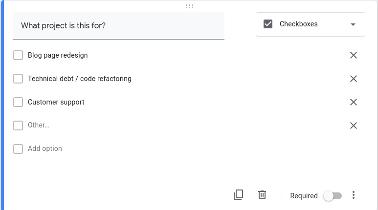 Google forms Checkbox With Other