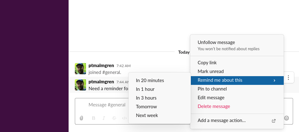 Set a Slack Reminder