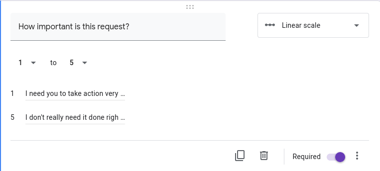 Google forms Linear Scale